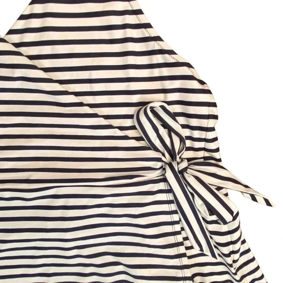 J Crew Halter Wrap Navy &White stripe Swim Dress Swimsuit Size 20 Beach Boat Sun - Picture 5 of 16